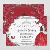 Rode Rozen Floral Jurk Quinceanera Sweet Sixteen Save The Date (Voorkant / Achterkant)