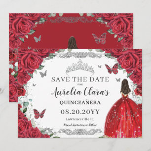 Rode Rozen Floral Jurk Quinceanera Sweet Sixteen Save The Date