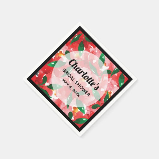 Rode rozen Floral Vrijgezellenfeest Servet (Hoek)