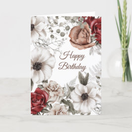 rode rozen Floral Waterverf Birthday Kaart