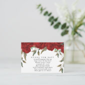 Rode rozen florale boeken voor baby informatiekaartje (Staand voorkant)