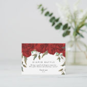 rode rozen florale diaper omhullingskaart Raffle Informatiekaartje (Staand voorkant)