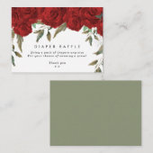 rode rozen florale diaper omhullingskaart Raffle Informatiekaartje (Voorkant / Achterkant)