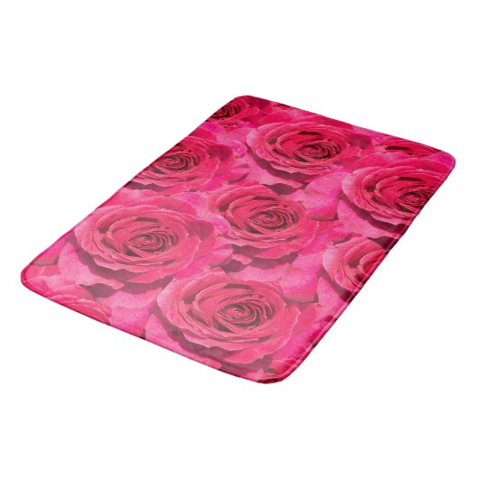 Rode rozen floreel patroon badmat (Gekanteld)