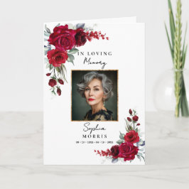 Rode Rozen Foto Herdenkingsdienst Funeral Programm Kaart