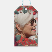 Rode Rozen FOTO Herinnering Geschenk Sentimenteel Cadeaulabel (Voorkant)