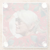 Rode Rozen FOTO Memorial Keepsake Sentimenteel Glazen Onderzetter (Achterkant)