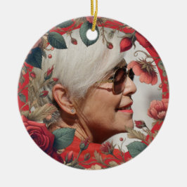 Rode Rozen FOTO Memorial Keepsake Sentimenteel Keramisch Ornament