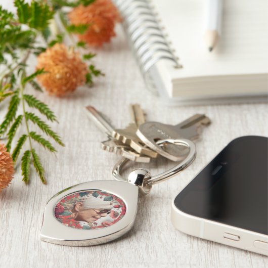 Rode Rozen FOTO Memorial Keepsake Sentimenteel Sleutelhanger (Zijkant)