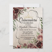 Rode Rozen Frame Quinceañera Kaart (Voorkant)