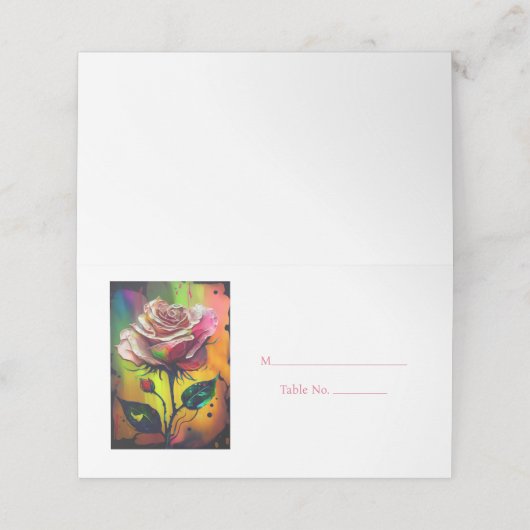 Rode Rozen Gasttafel Nummer Plaats Kaart Plaatskaartje (Buitenkant ongevouwen)