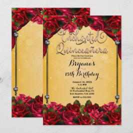 Rode Rozen Gele Goud Roze Quinceañera 15e Kaart