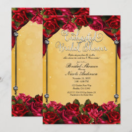 Rode Rozen Gele & Gouden Bruidsmeisjespicknick Kaart