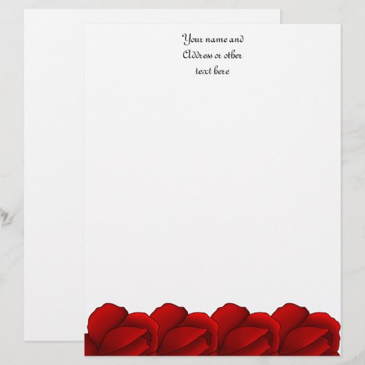  rode rozen gepersonaliseerd briefhoofd (Voorkant / Achterkant)