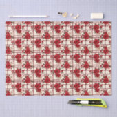 Rode rozen geruite witte bloemen tissuepapier (Craft)