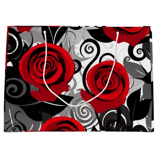 Rode Rozen Gift Bag Groot Cadeauzakje (Voorkant)