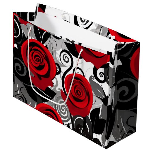  Rode Rozen Gift Bag Groot Cadeauzakje (Voorkant Gekanteld)