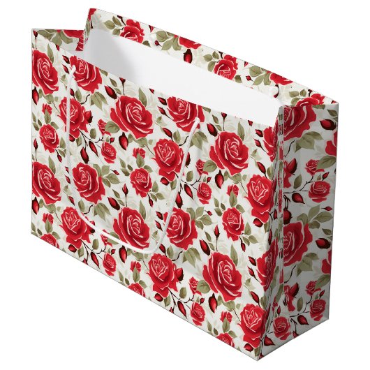 Rode Rozen Gift Bag Groot Cadeauzakje (Voorkant Gekanteld)