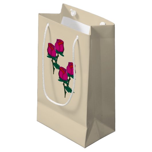 Rode Rozen Gift Bag Klein Cadeauzakje (Voorkant Gekanteld)