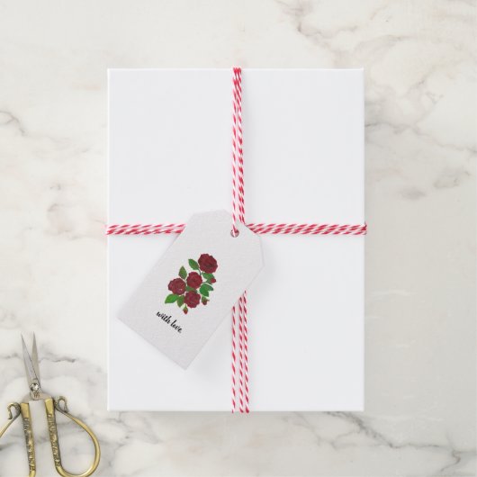 rode rozen Gift Label Cadeaulabel (Met Touw)