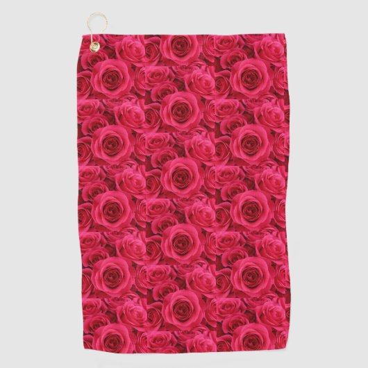 Rode rozen golfhanddoek (Voorkant)