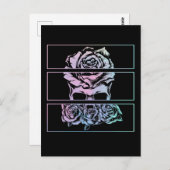 Rode rozen Gothic Skull Wicca Pastel Gothic Flower Briefkaart (Voorkant / Achterkant)