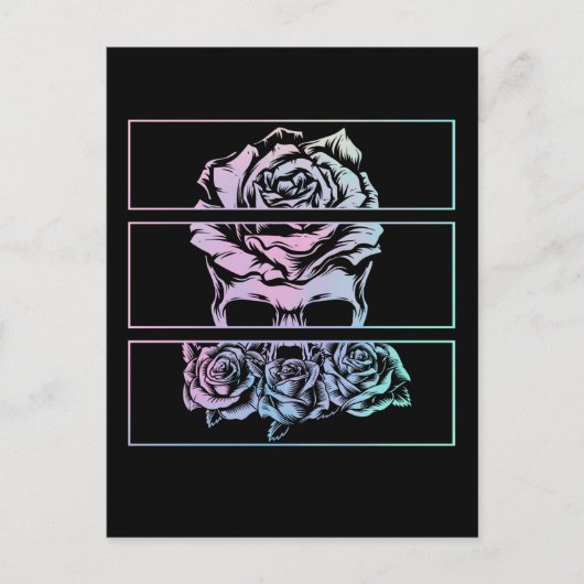 Rode rozen Gothic Skull Wicca Pastel Gothic Flower Briefkaart (Voorkant)