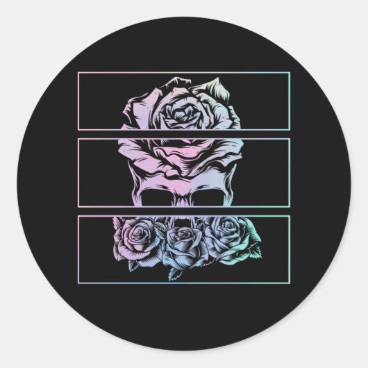 Rode rozen Gothic Skull Wicca Pastel Gothic Flower Ronde Sticker (Voorkant)