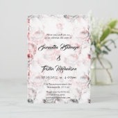 Rode Rozen Gothic Wedding Invitation Kaart (Staand voorkant)