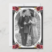 Rode Rozen Gotisch Skelet Koppel Foto Bruiloft Save The Date (Achterkant)