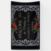 Rode Rozen Gotische Bruiloft Spandoek (Verticaal)