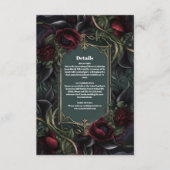 Rode Rozen Gotische Halloween bruiloft Informatiekaartje (Voorkant)