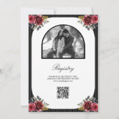 Rode Rozen Gotische Jurk Foto QR Code Bruiloft Fee Kaart (Achterkant)