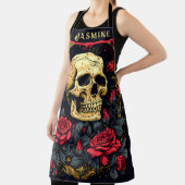 Rode rozen Gotische schedel Halloween Schort (Insitu)