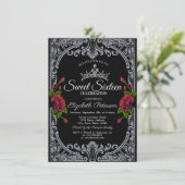 Rode rozen Gotische zwarte strepen zoet 16 Kaart (Staand voorkant)