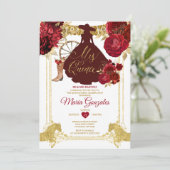 Rode Rozen Goud Mis Quince 15 Anos Quinceañera Kaart (Staand voorkant)