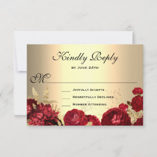 Rode Rozen Goud RSVP Kaartje