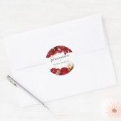 Rode Rozen & Goudblad Quinceanera Feestfavoriet Ronde Sticker (Envelop)