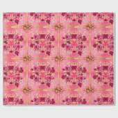 Rode Rozen Gouden Bogen Wrapping Paper Roll Cadeaupapier (Vlak)