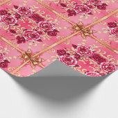 Rode Rozen Gouden Bogen Wrapping Paper Roll Cadeaupapier (Hoek)