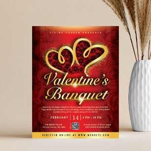 Rode Rozen & Gouden Harten Valentijnsbanket Flyer