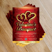 Rode Rozen & Gouden Harten Valentijnsbanket Flyer