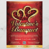 Rode Rozen & Gouden Harten Valentijnsbanket Flyer (Voorkant)
