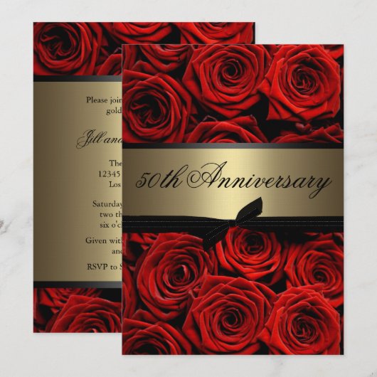 Rode Rozen | Gouden Jubileum Kaart (Voorkant / Achterkant)