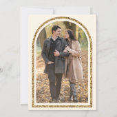 Rode Rozen Gouden Kant Crème Foto Bruiloft Save The Date (Achterkant)
