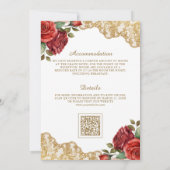 Rode Rozen Gouden Kant QR Code Moslim Trouwdag Kaart (Achterkant)