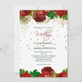 Rode rozen grens Floral Weddenschap Kaart (Voorkant)