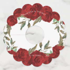 Rode rozen groen bruiloft wijnglaslabel