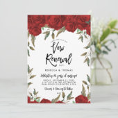 rode rozen groen gelofte verlenging uitnodiging (Staand voorkant)