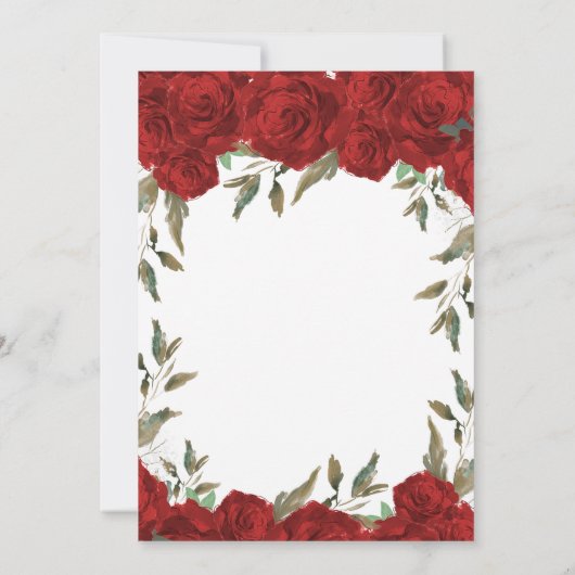 rode rozen groen gelofte verlenging uitnodiging (Achterkant)